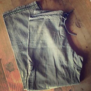 Prana cargo pant in green with ribbon trim